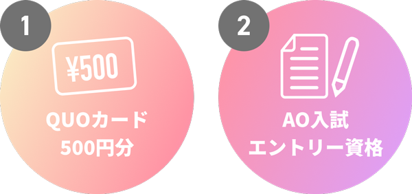 クオカード500円分、AO入試エントリー資格
